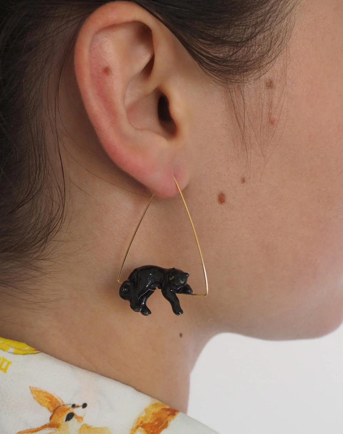 Créoles triangle - Panthère noire