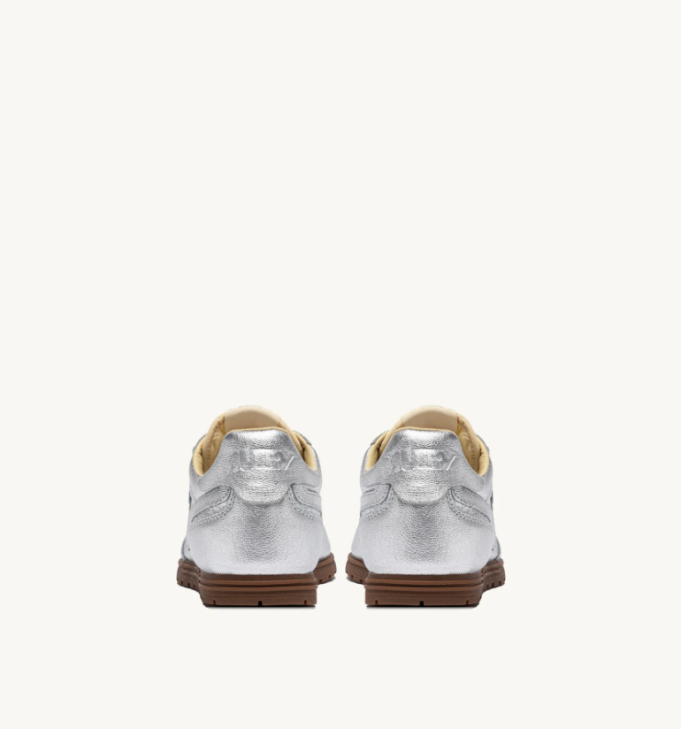 Baskets Windspin en Cuir Lamine - Argent