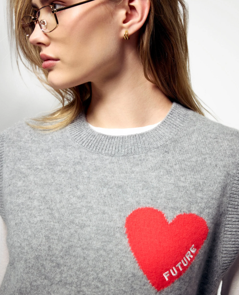 Pull Sans Manches - Gris Chiné Foncé