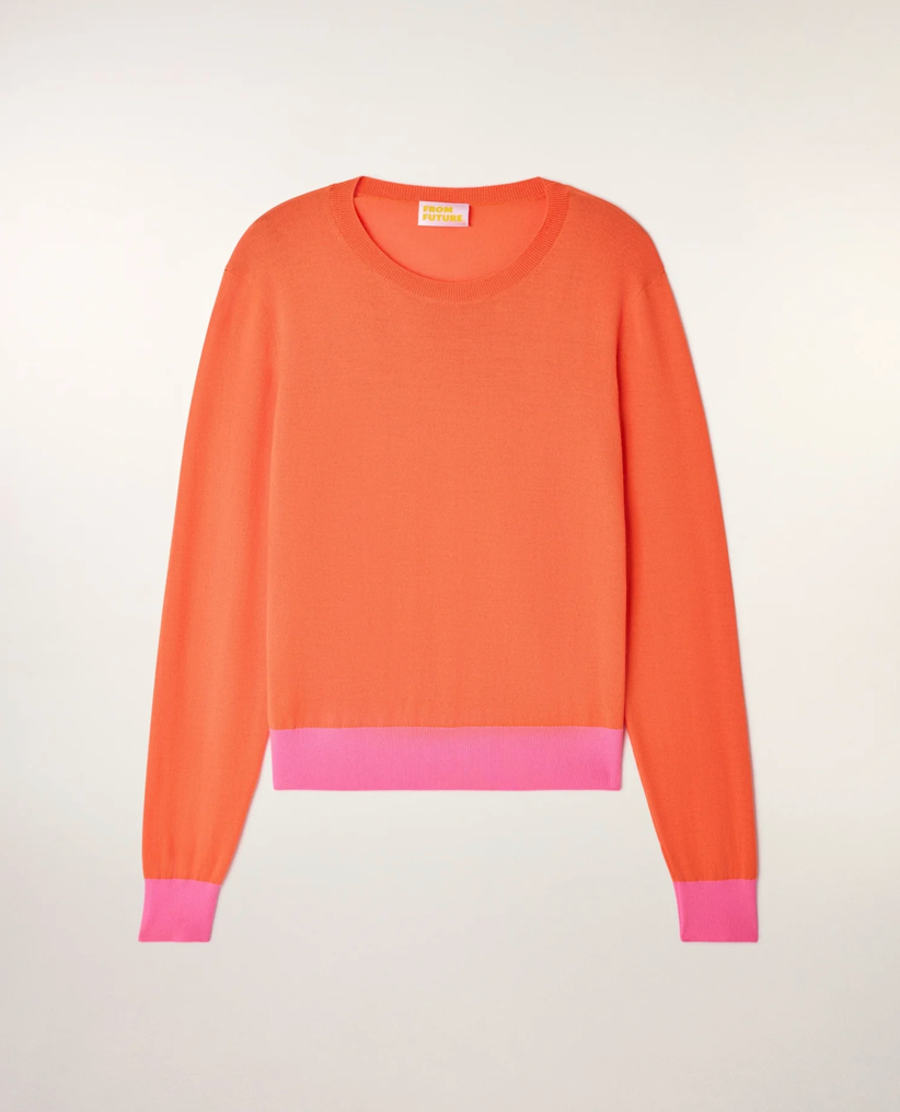 Pull Col Rond - Fire Orange