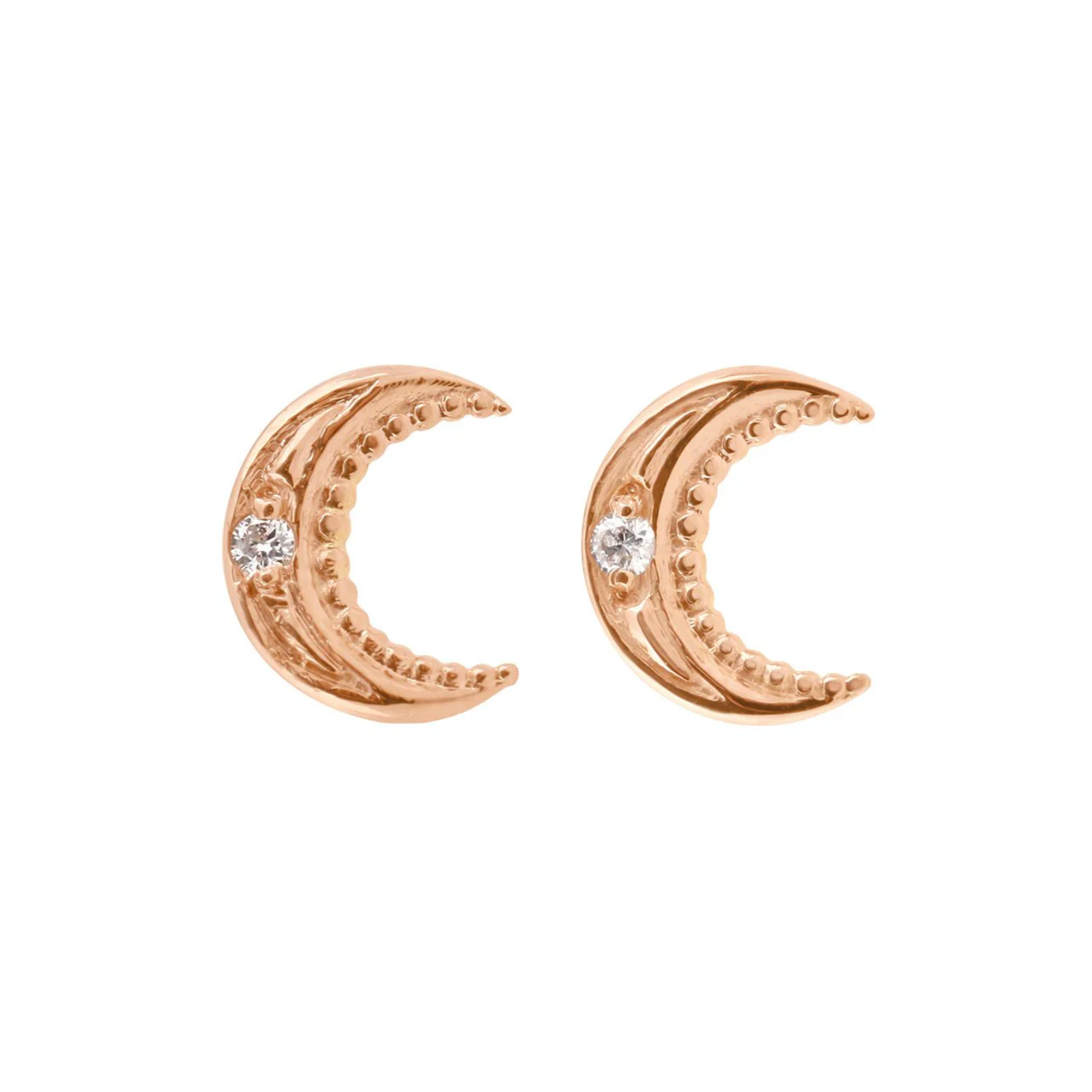 Boucles d'Oreilles Lune Diamants Gigi Or Rose
