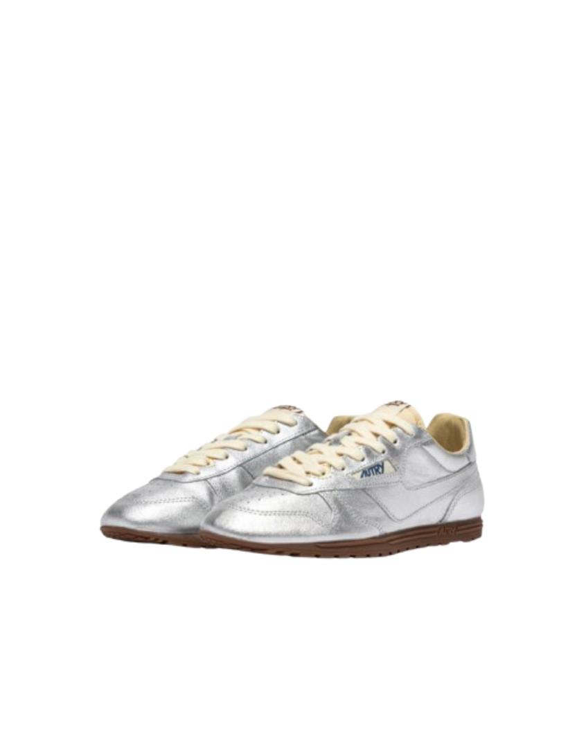 Baskets Windspin en Cuir Lamine - Argent
