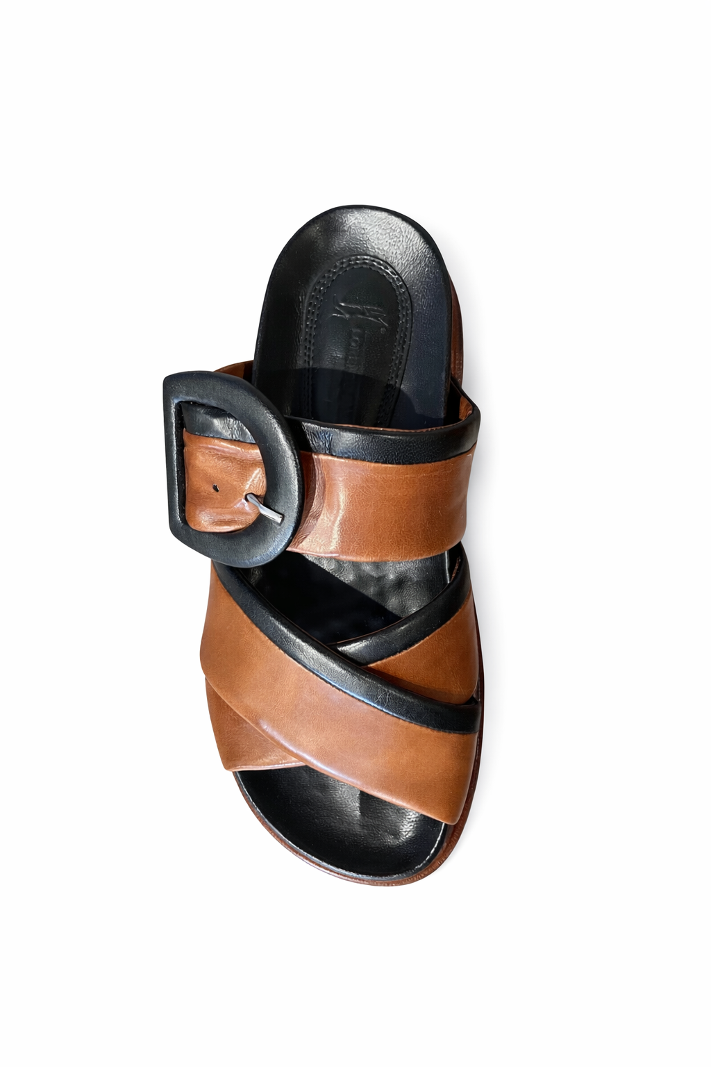 Sandales Plates - Noir et Camel