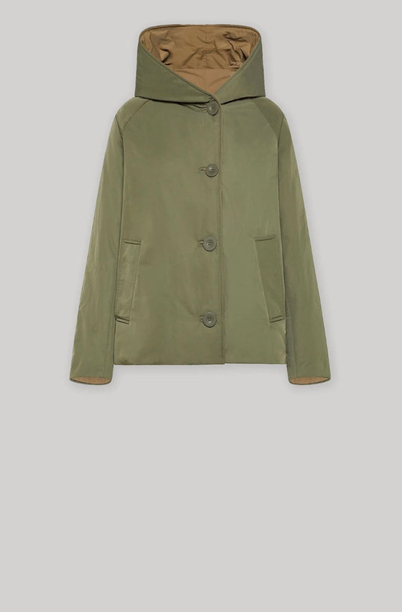 Doudoune Courte en Nylon Réversible - Military et Camel