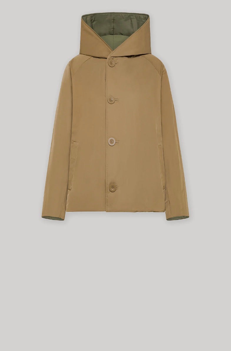 Doudoune Courte en Nylon Réversible - Military et Camel