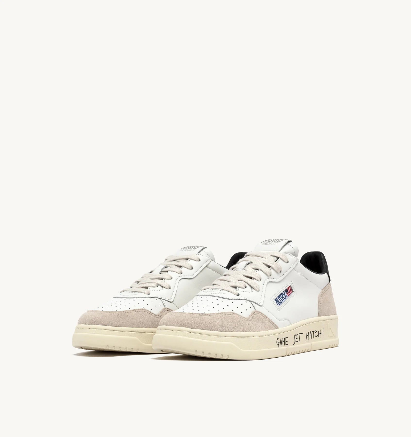 Baskets Medalist Low en Cuir et Daim avec Lettrage - Noir