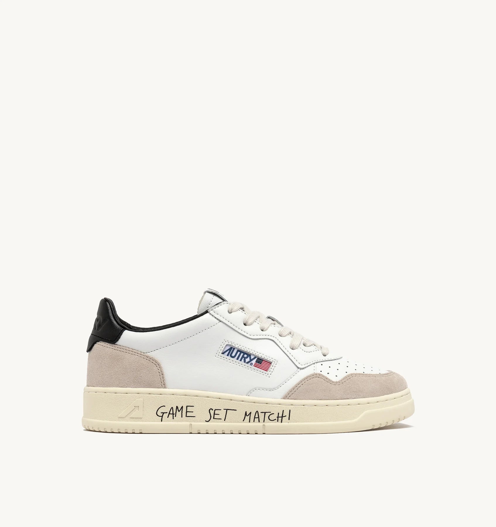 Baskets Medalist Low en Cuir et Daim avec Lettrage - Noir