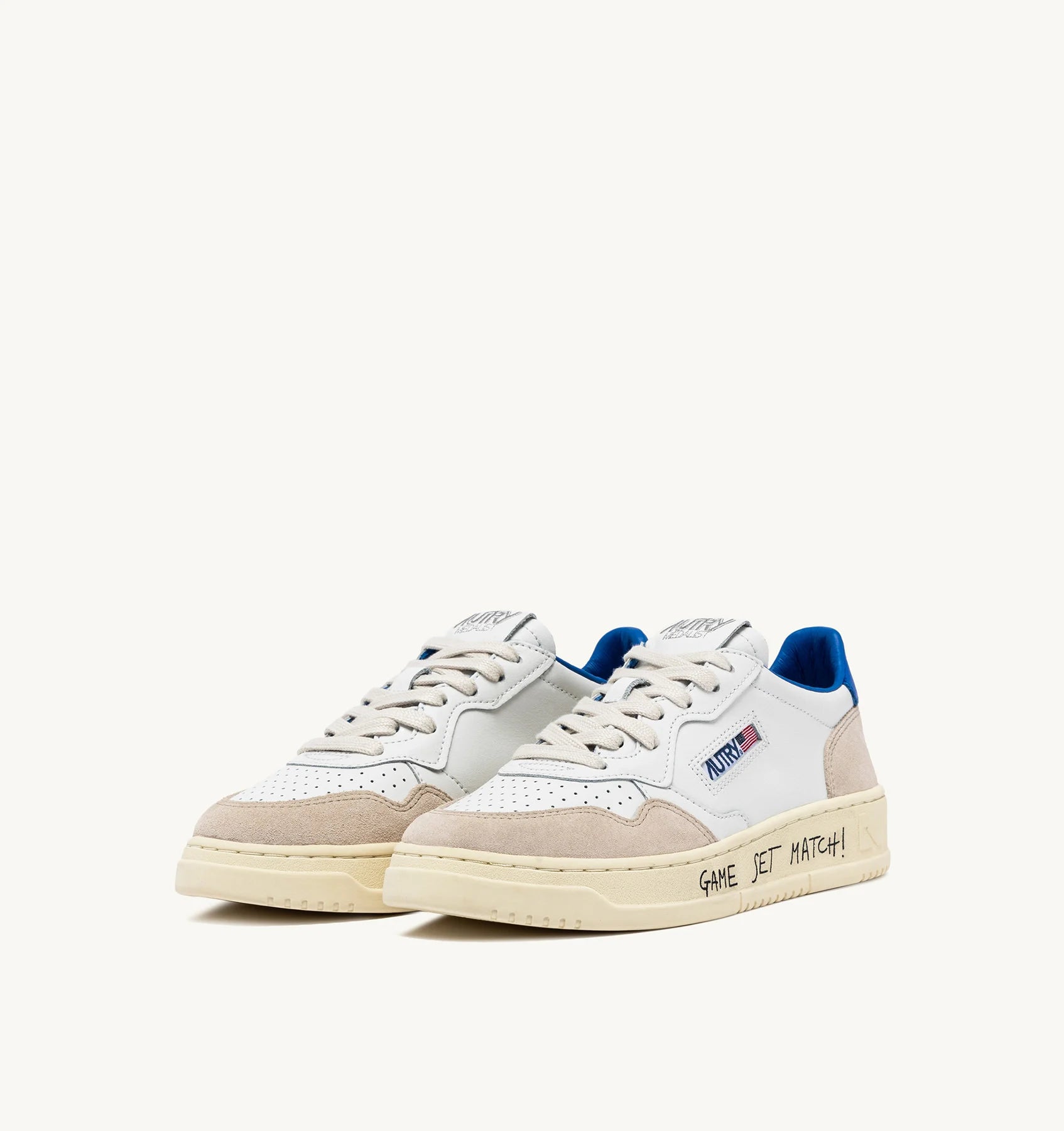 Baskets Medalist Low en Cuir et Daim avec Lettrage - Palace Bleu