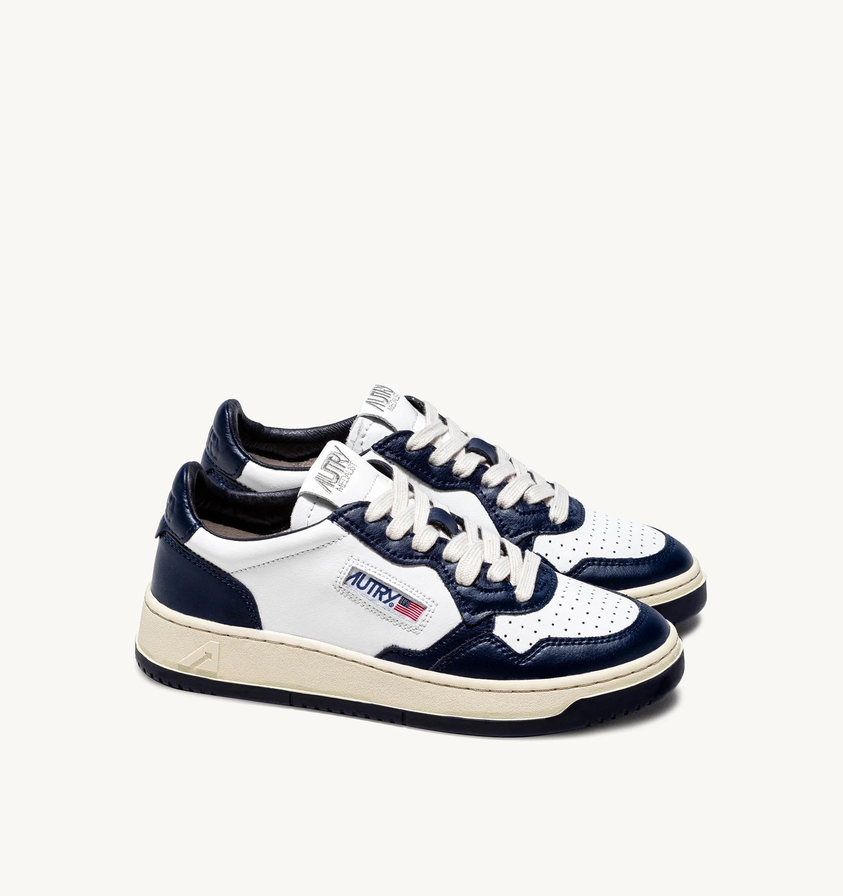 Baskets Medalist Low Bicolor en Cuir - Bleu