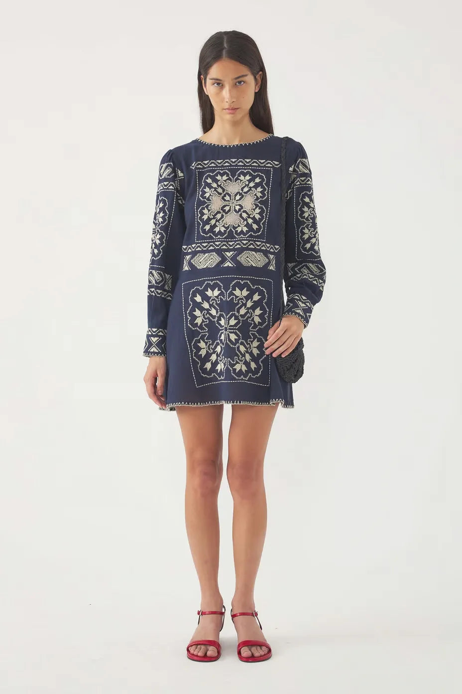Robe Mini Brodée Milos - Navy