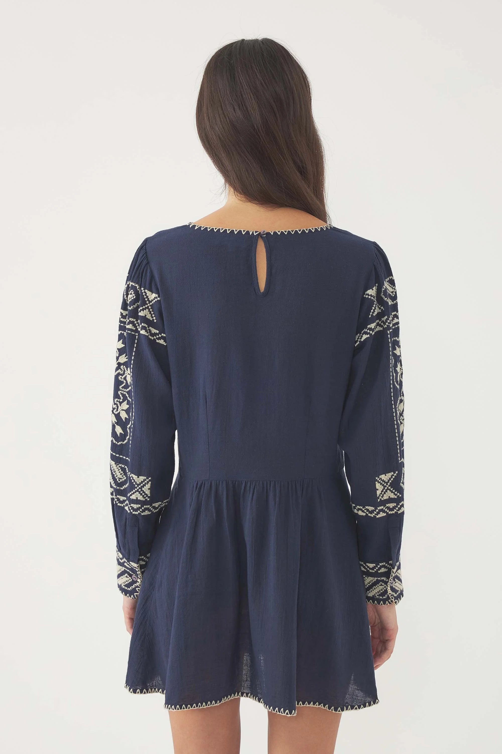 Robe Mini Brodée Milos - Navy