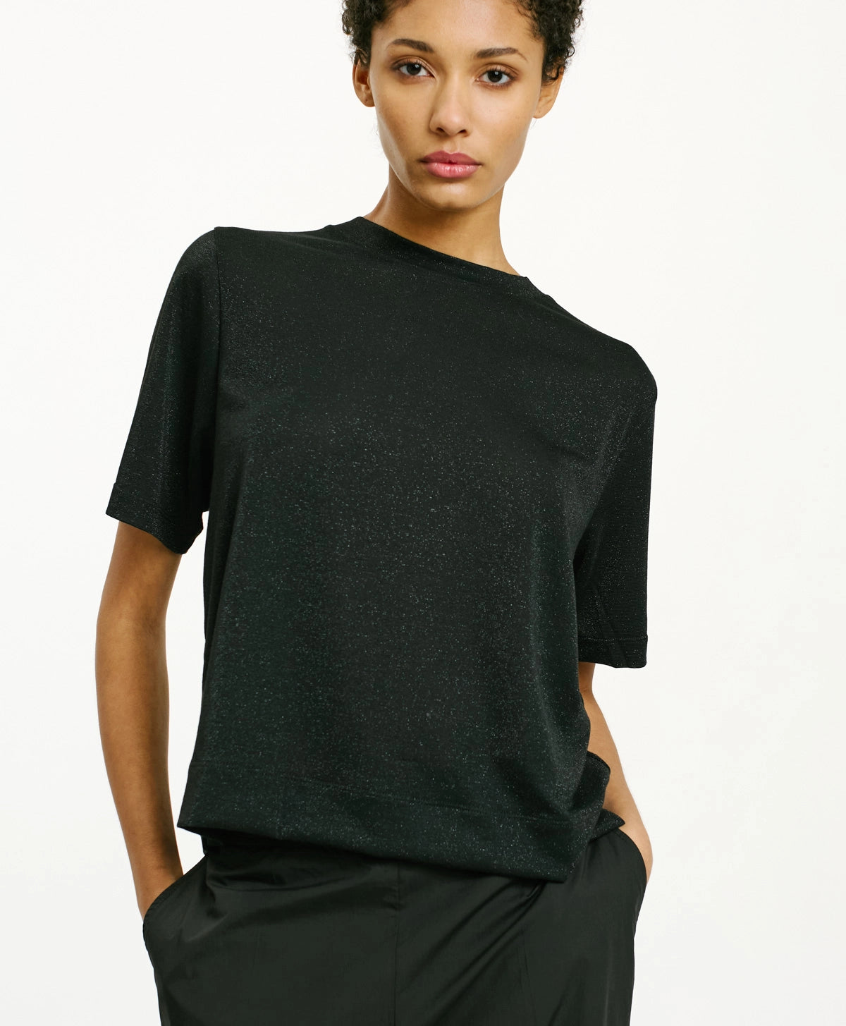 T-shirt Lora en Jersey Lurex - Noir