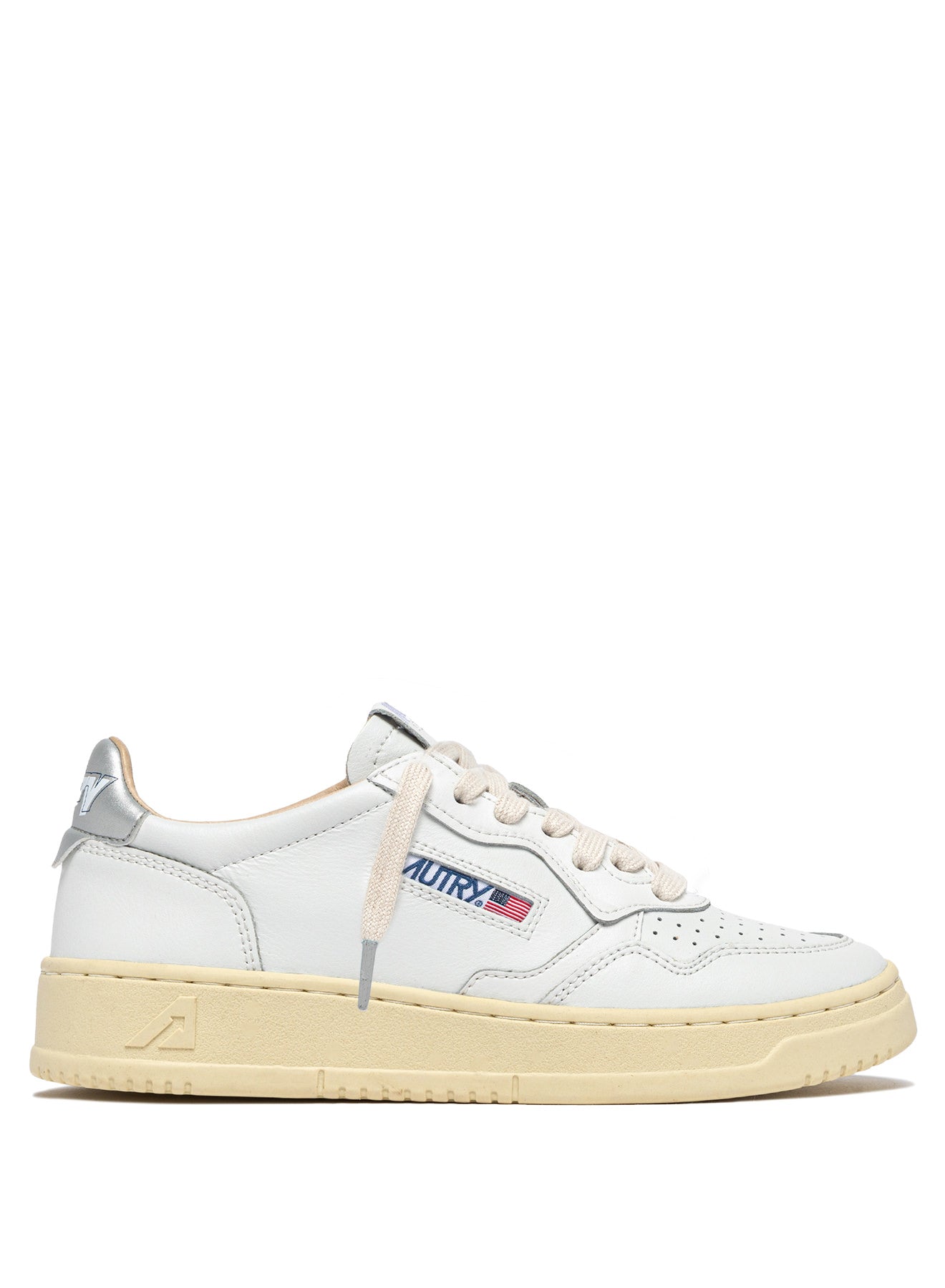 Baskets Medalist Low en Cuir - Blanc et Argenté