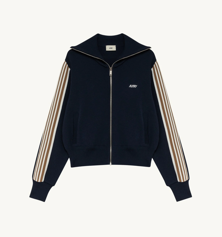 Veste Tricotée de Style Tennis - Bleu