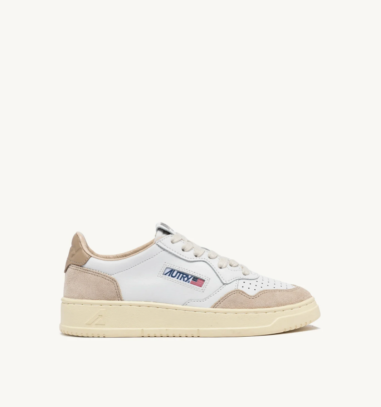 Baskets Medalist Low en Cuir et Daim - Blanc et Beige