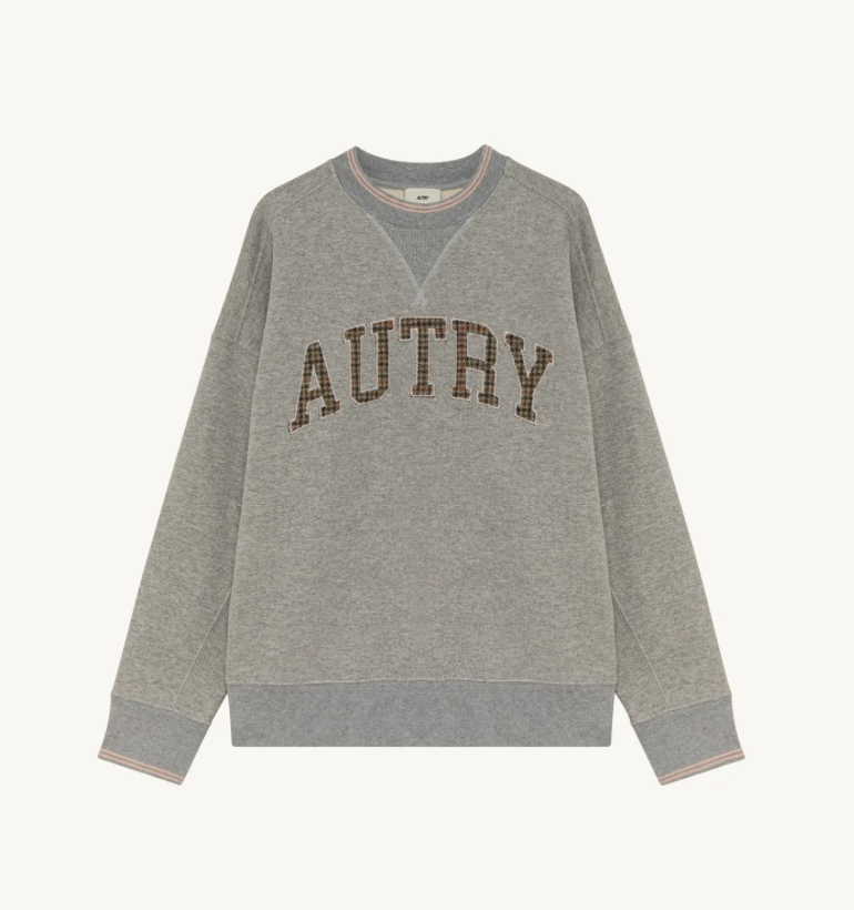 Sweatshirt College à Carreaux - Gris