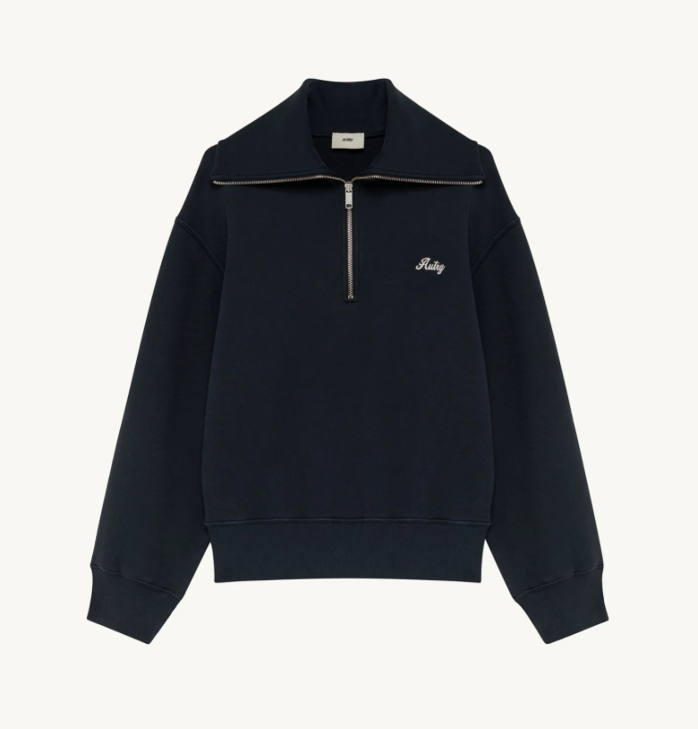 Sweatshirt avec Zip et Logo Club - Bleu et Rose