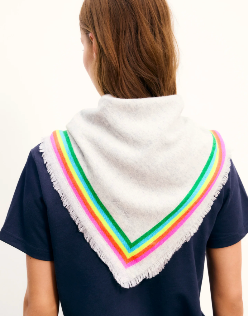 Foulard Bandes Multicolores - Gris Chiné Clair