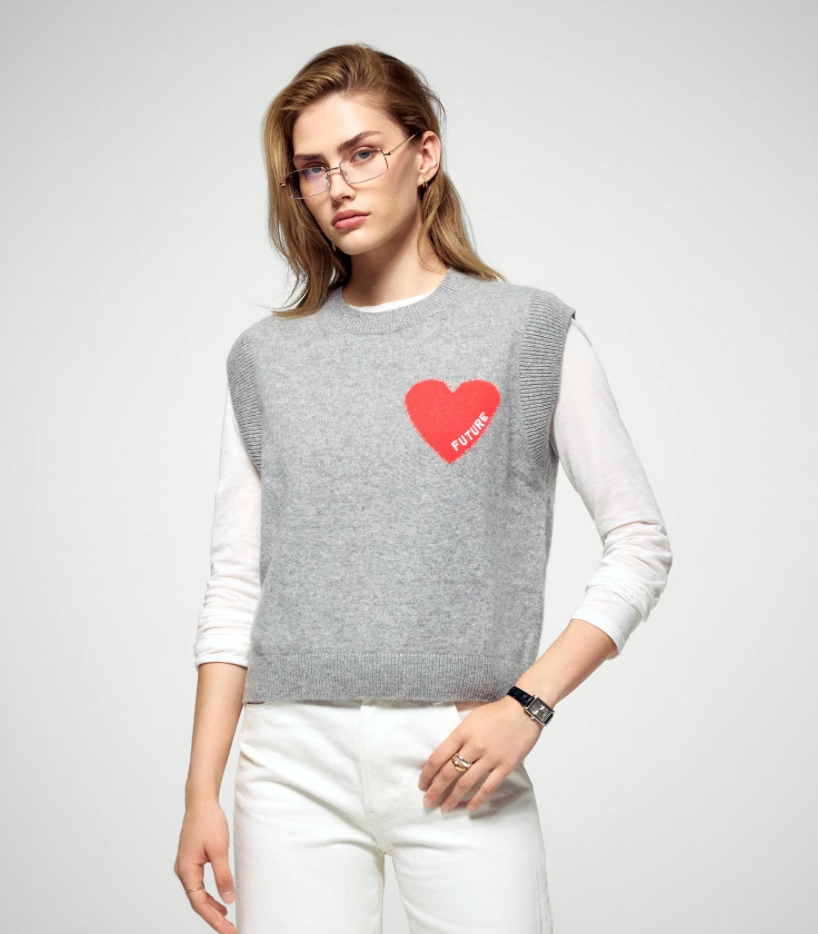 Pull Sans Manches - Gris Chiné Foncé