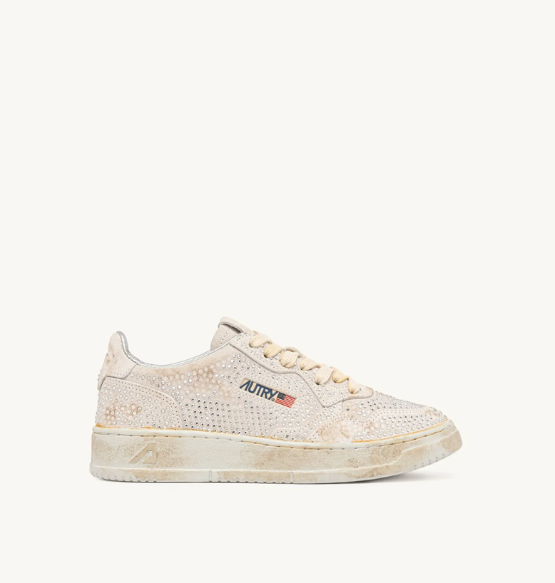 Baskets Medalist Low Crystal  - Micro Strass Blanc