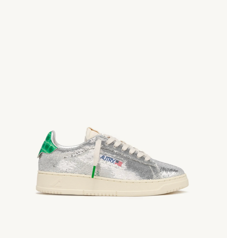 Baskets Dallas Low 'Sparkling' En Paillettes - Argent et Vert