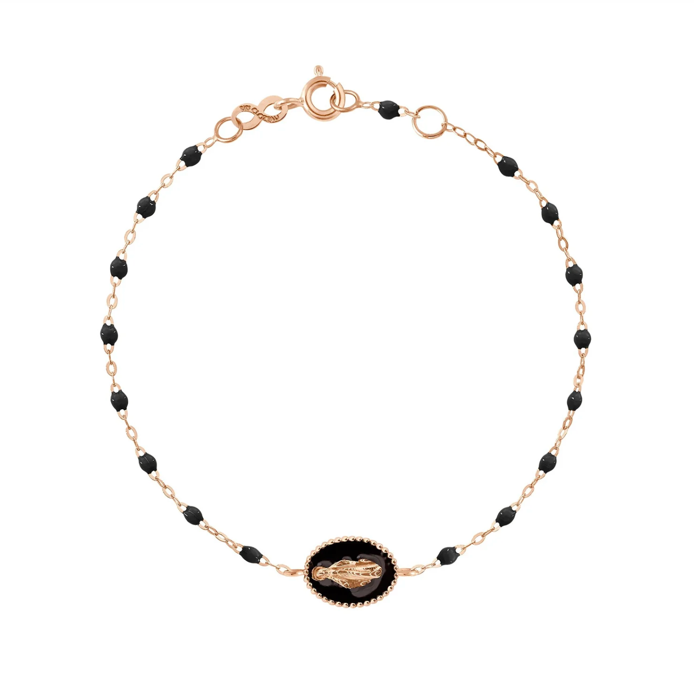 Bracelet Classique Gigi Or Rose - Madone Résine Noir
