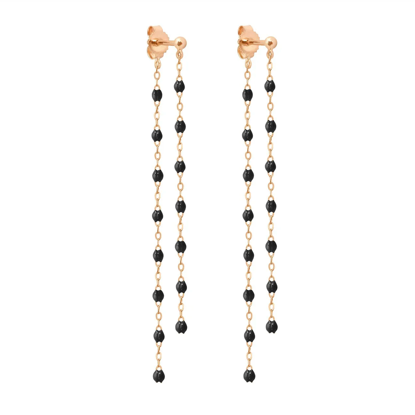 Boucles d'Oreilles Dansantes Gigi Or Rose - Noir