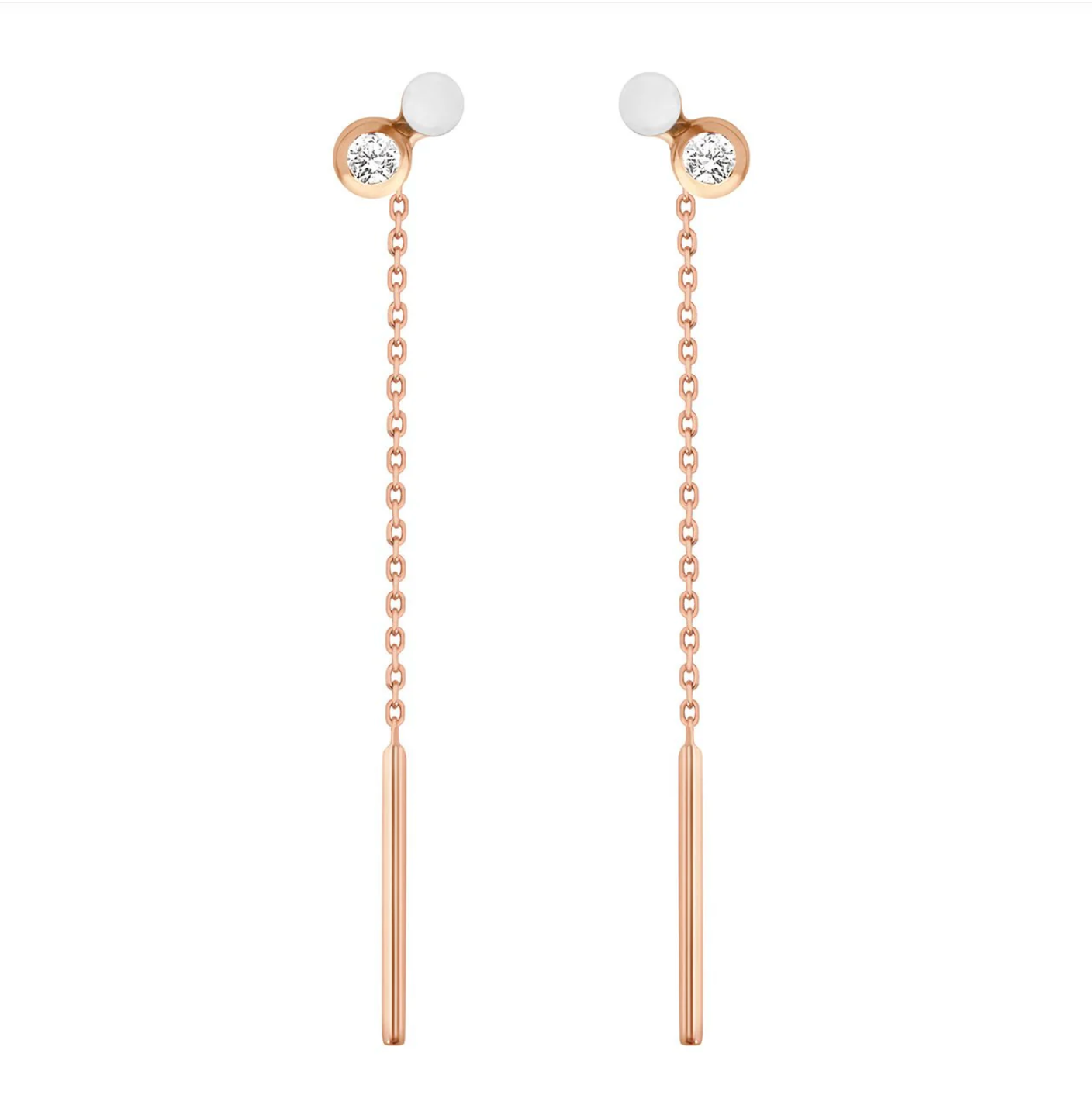 Boucles d'Oreilles Dot Gigi Or Rose - Blanc