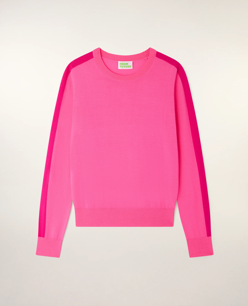 Pull Col Rond Bandes - Love Pink
