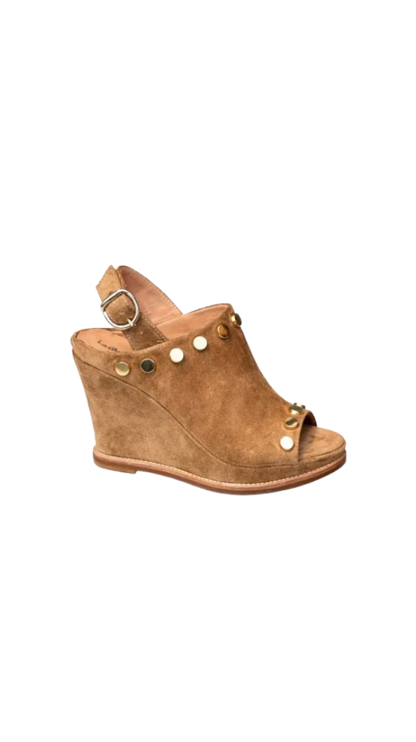 Sandales à Talons Compensés en Daim - Camel