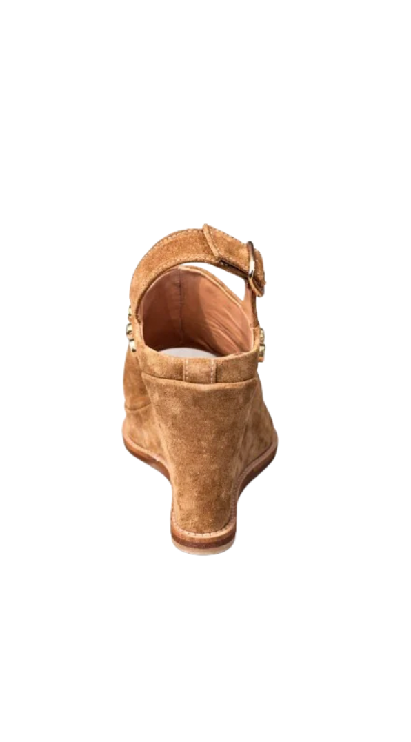 Sandales à Talons Compensés en Daim - Camel