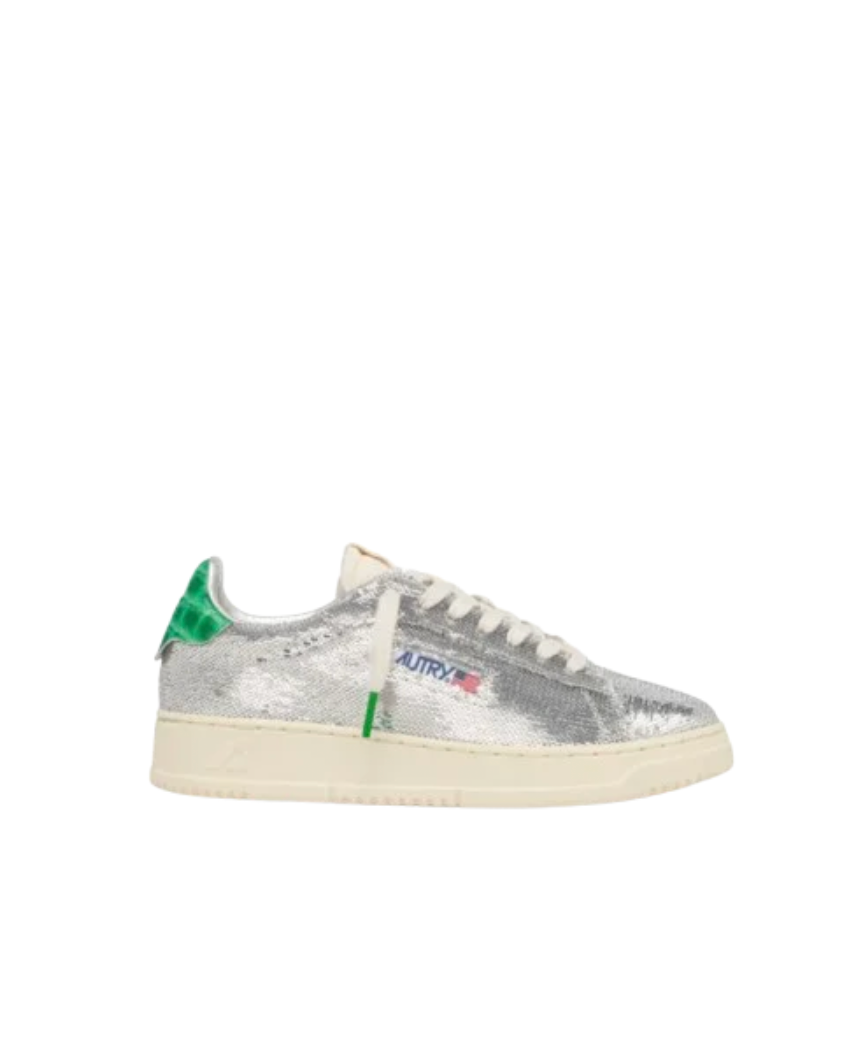 Baskets Dallas Low 'Sparkling' En Paillettes - Argent et Vert