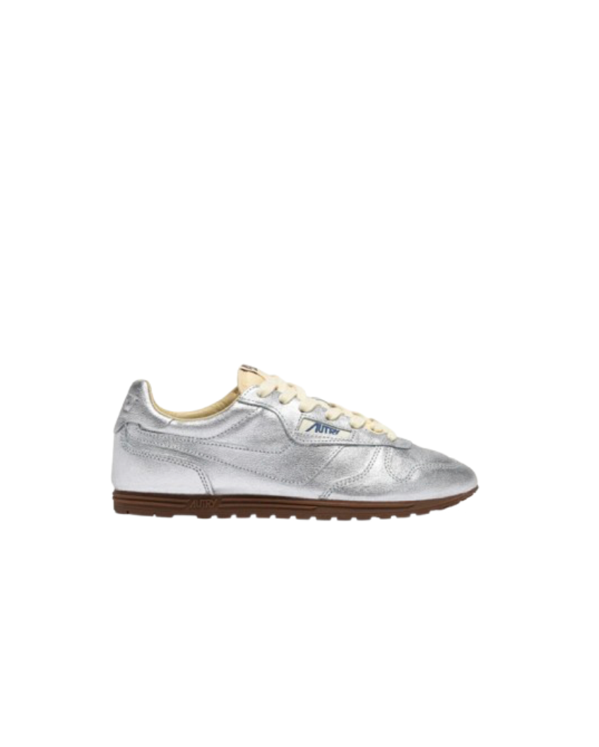Baskets Windspin en Cuir Lamine - Argent