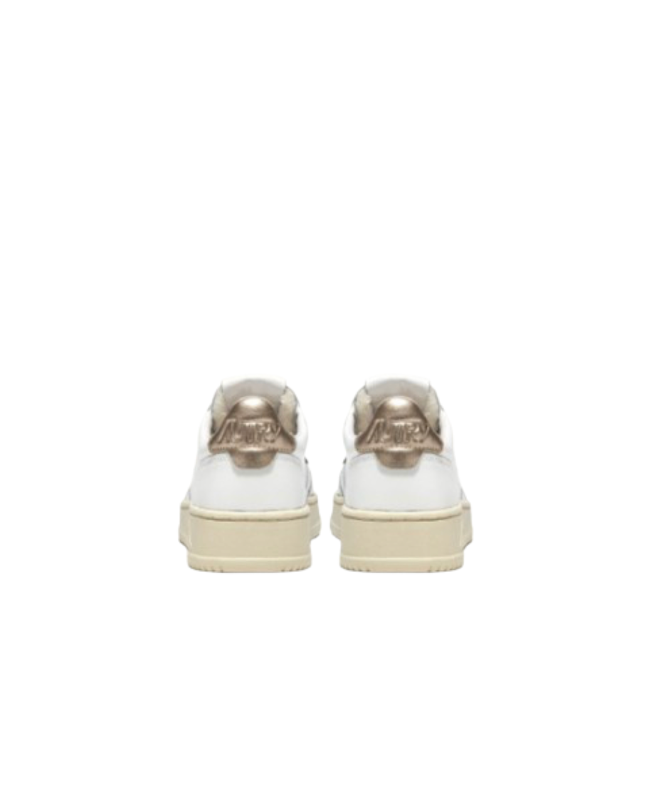 Baskets Medalist Low en Cuir  - Blanc et Or Métallisé