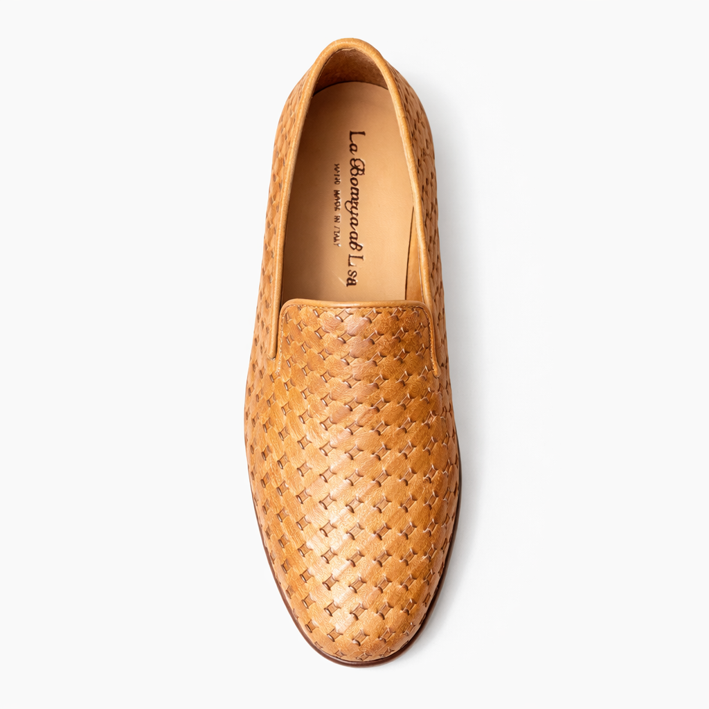 Mocassins en Cuir Tressé - Camel
