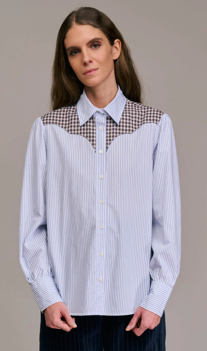 Chemise Costelina - Ciel Marine Blanc