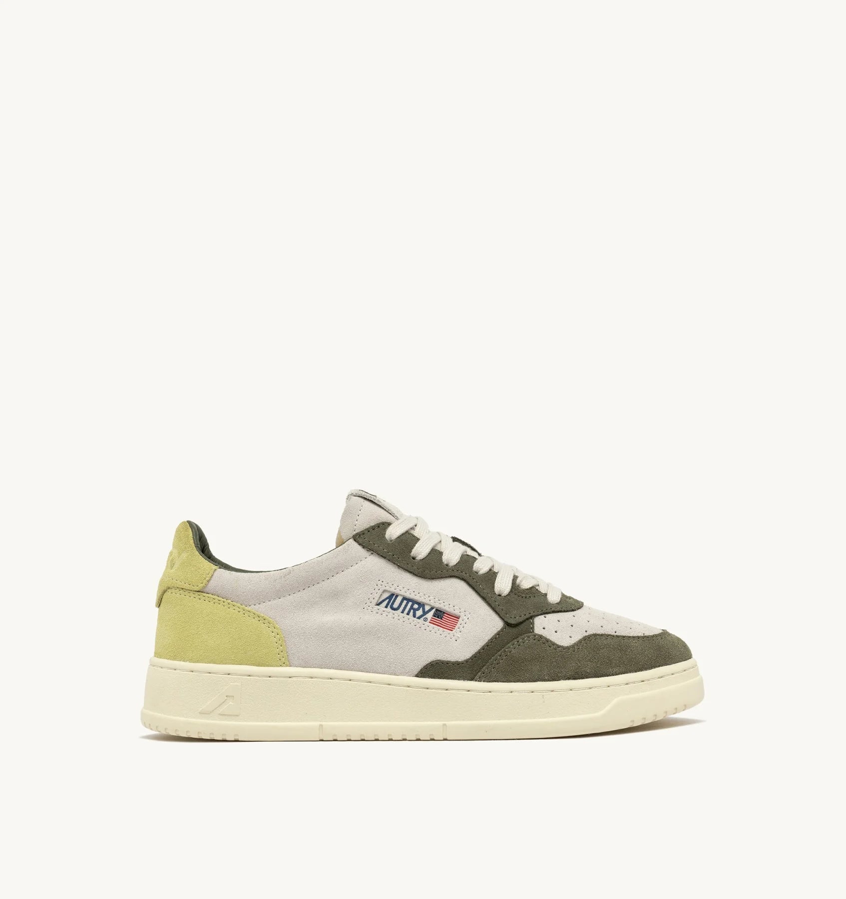 Baskets Medalist Low Tricolore en Daim Schio - Green et Lemon
