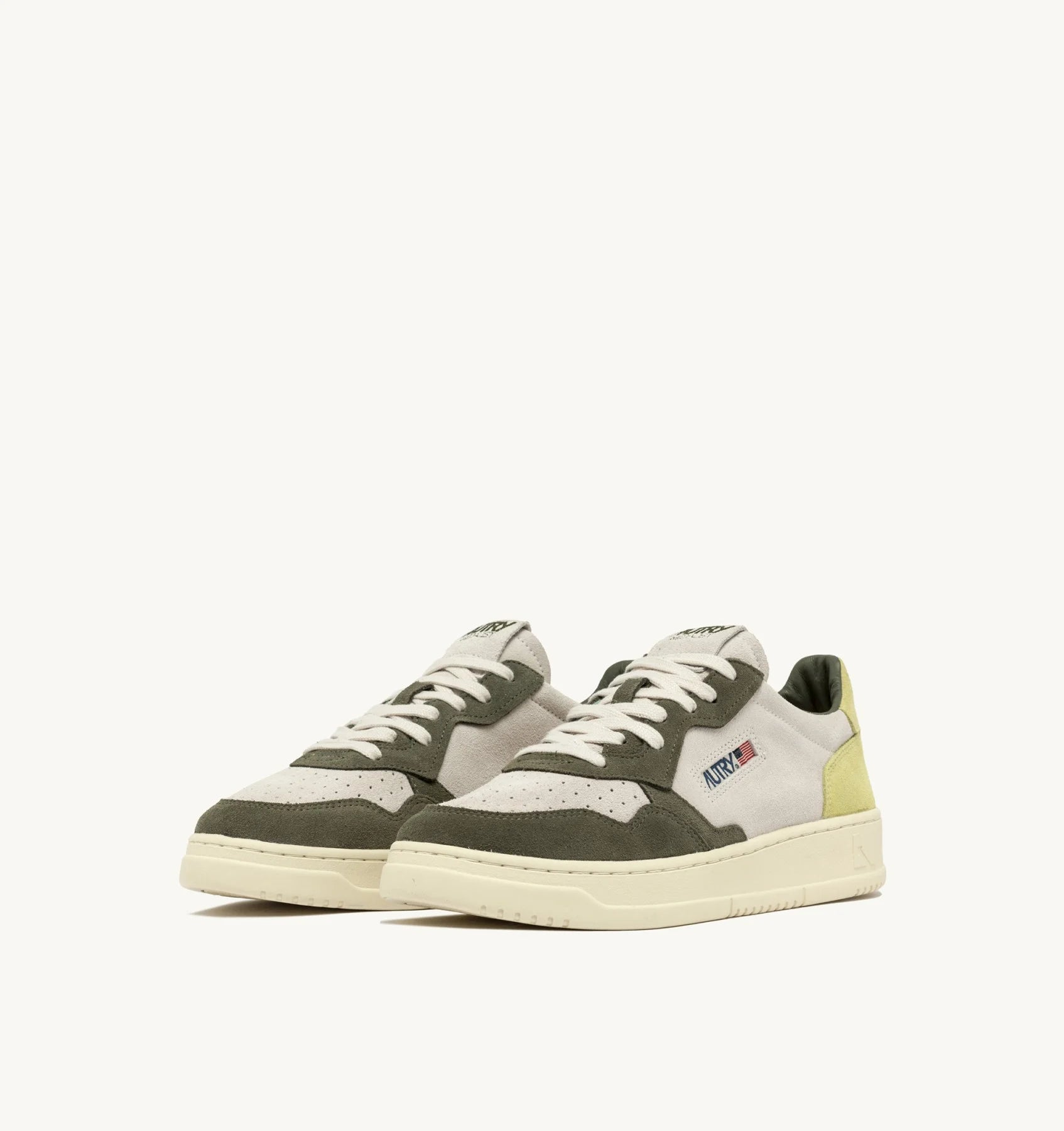 Baskets Medalist Low Tricolore en Daim Schio - Green et Lemon