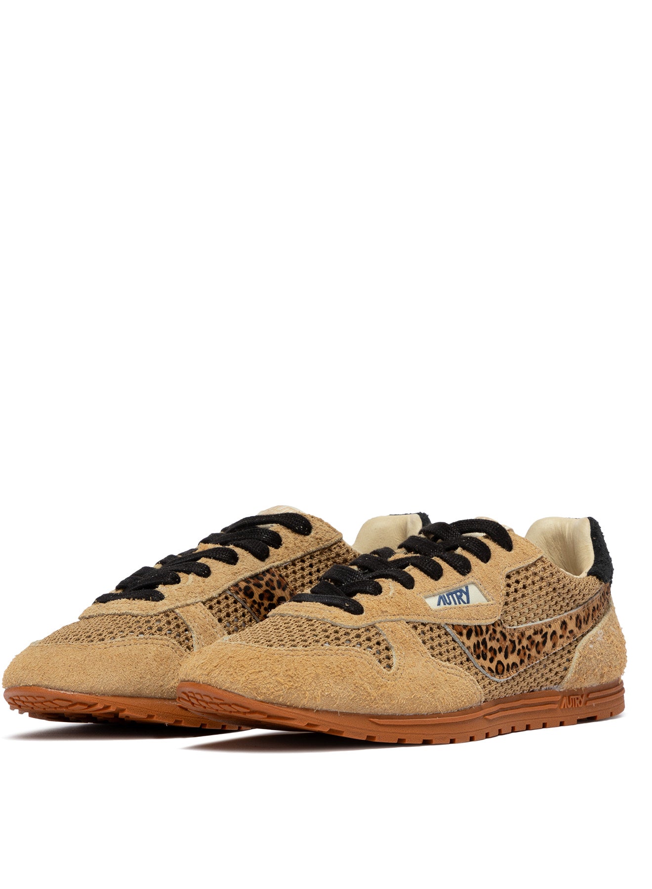 Baskets Windspin Mesh en Daim et Cuir - Léopard et Noir