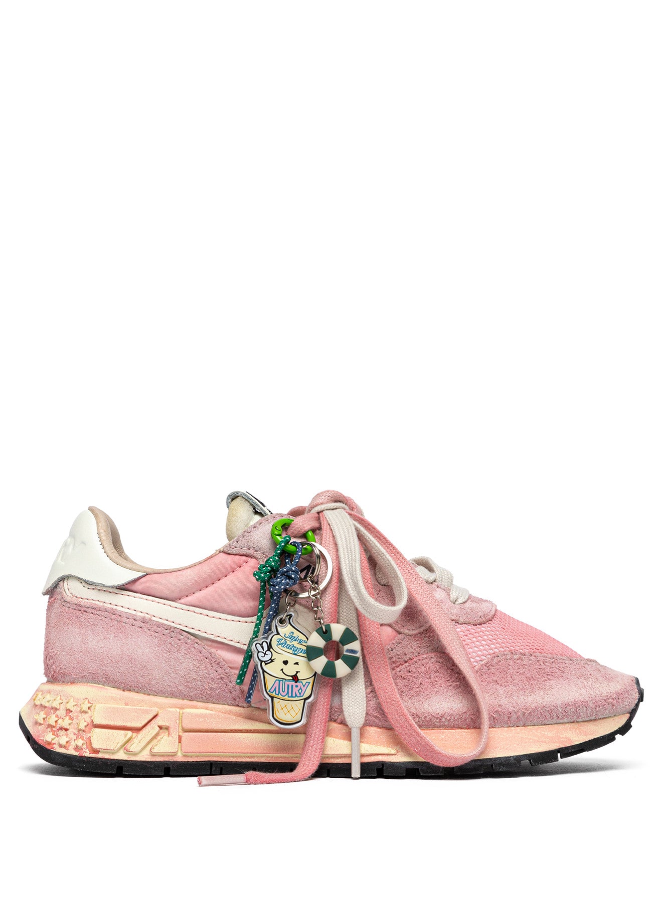 Baskets Reelwind Super Vintage en Nylon et Daim - Rose avec Charms