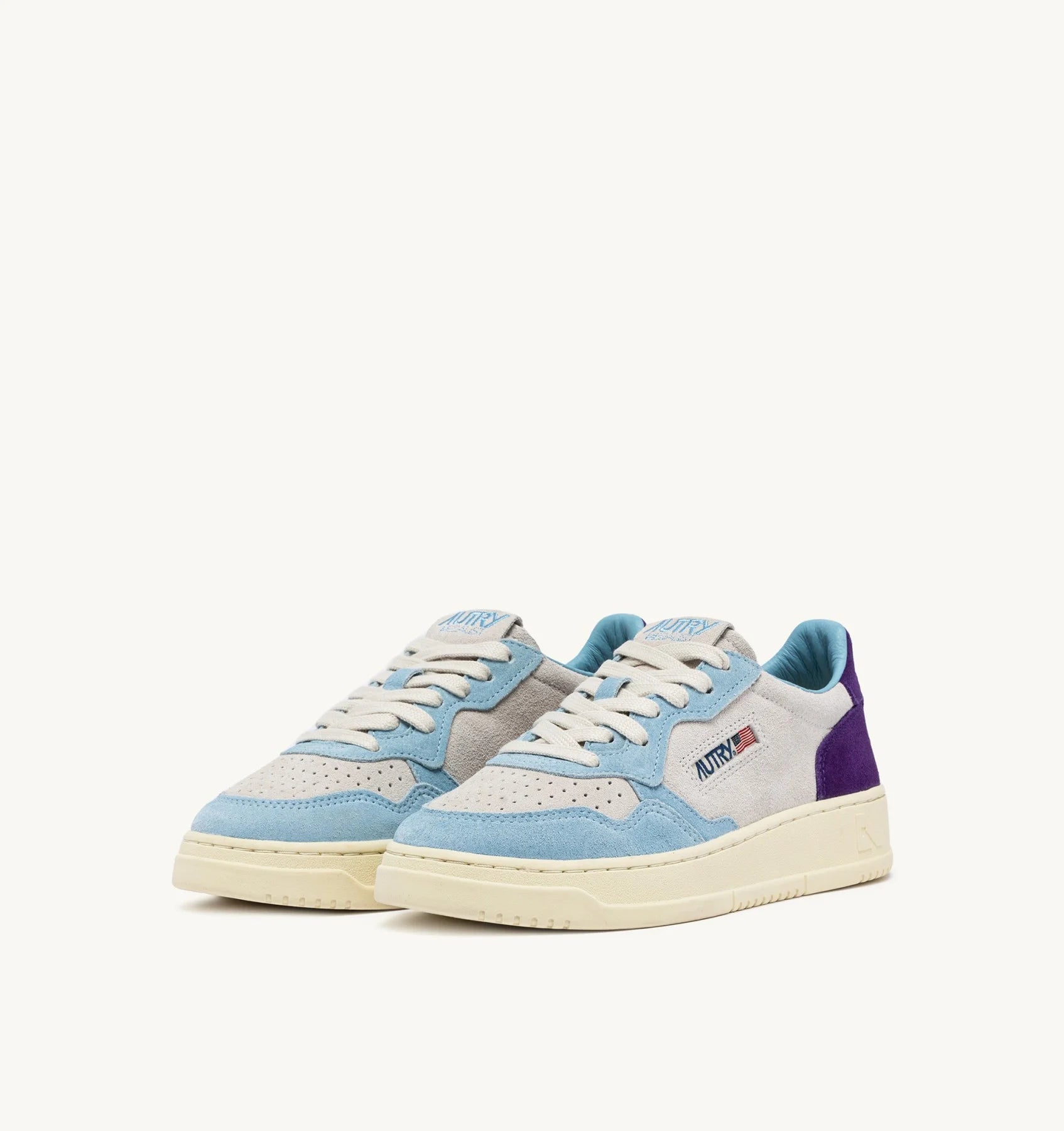 Baskets Medalist Low Tricolore en Daim - Patridge et Mauve